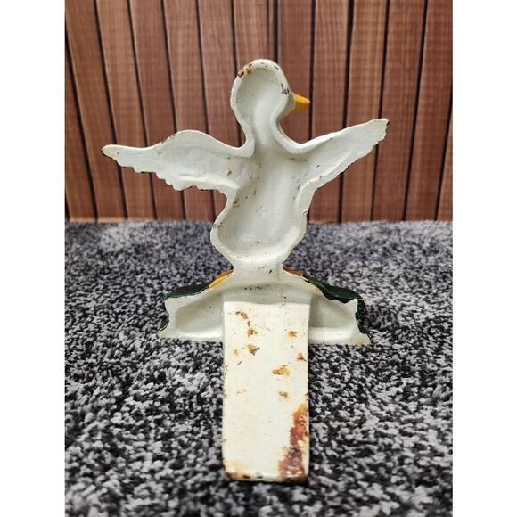 Vintage Cast Iron White Goose and Robin Bird Wedge Door Stopper - Picture 5 of 9